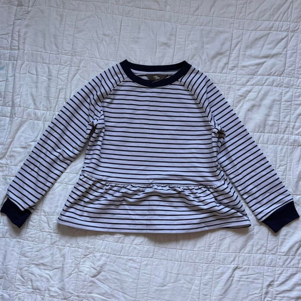 Rumi + Ryder Long sleeve striped shirt peplum girls sz small 6-7 nautical‎ maine